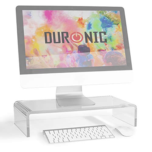 Duronic DM053 Monitorständer | 50 x 20 cm Acrylglasplatte | Bis 30 kg | Ergonomischer Bildschirmständer Schreibtisch | Schreibtischaufsatz Monitor und Laptop | Bildschirmerhöhung LCD LED OLED TV von Duronic