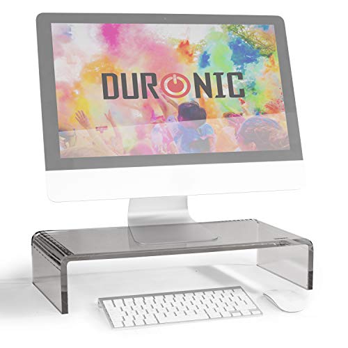 Duronic DM054 Monitorständer | 50 x 20 cm Schwarze Acrylglasplatte | Bis 30 kg | Ergonomischer Bildschirmständer Schreibtisch | Schreibtischaufsatz Monitor und Laptop | Bildschirmerhöhung LCD LED TV von Duronic