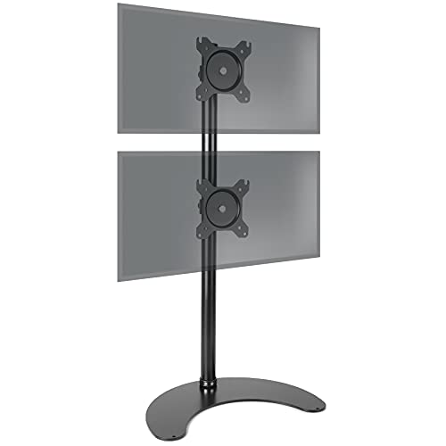 Duronic DM15D2V2 Monitorhalterung | Montiorständer mit Standfuß für 2 32" Displays | VESA 75/100 | Belastbarkeit 8 kg | Höhenverstellbar | Neigbar -15° bis +15° | Drehbar 360° | Vertikale Ausrichtung von Duronic