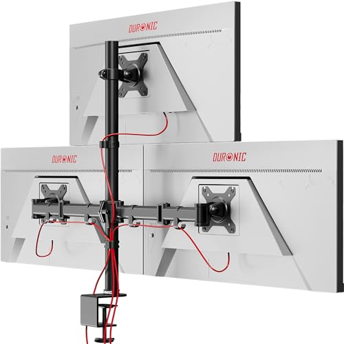 Duronic DM253 Monitor-Halterung 3 Monitore für 13-27 Zoll Flach & Curved Bildschirm-Halterung 8kg, Monitor Tischhalterung Höhenverstellbar Neigbar Schwenkbar Drehbar, Vesa Halterung, Monitor-Arm von Duronic