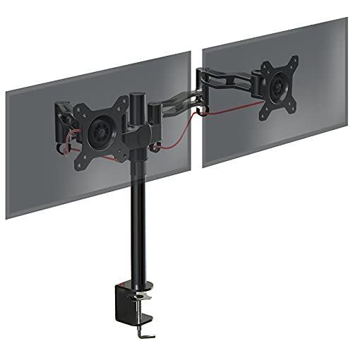 Duronic DM352 BK Arm für 2 Computermonitore | ergonomische Doppel-Monitorhalterung für PC-Monitore | VESA 75 100 | höhenverstellbar | drehbar neigbar und schwenkbar | Universelle Kompatibilität von Duronic
