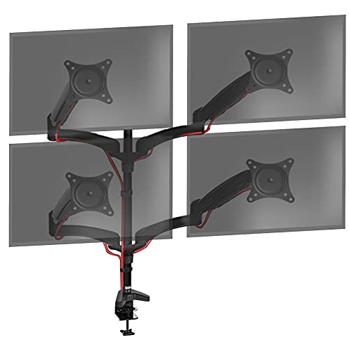 Duronic DM554 Monitorarm | Gefederte Monitor Halterung 4 Bildschirme bis 27" Zoll | LCD LED Display Ständer bis 5 kg | Höhenverstellbar | Neigbar -90° bis +85° | Drehbar 360° | Monitorhalterung VESA von Duronic