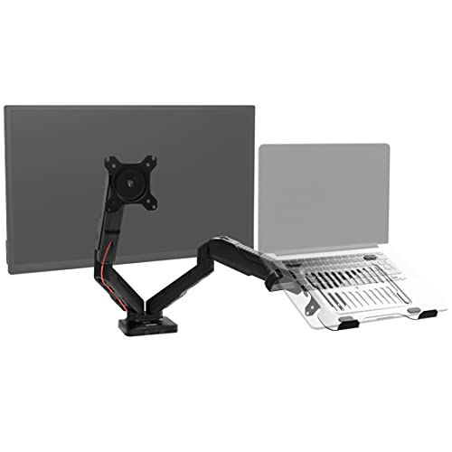 Duronic DMDCL1X1 Laptop- und Monitorhalterung | Ideal für Home Office | Monitor bis 27 Zoll | Display und Notebook bis 6,5 kg | Höhenverstellbar mit Gasdruckfeder | Pivot 360° | Bildschirm neigbar von Duronic