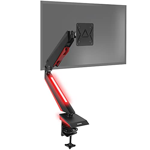 Duronic DMGM5X1 Monitorarm | Monitorhalterung für WQHD Curved Gaming Monitor bis 32 Zoll | Rotes LED Ambient Light | Gasgefedert VESA Halterung | Dreh-, neig, Schwenk-, und höhenverstellbar | Bis 8kg von Duronic