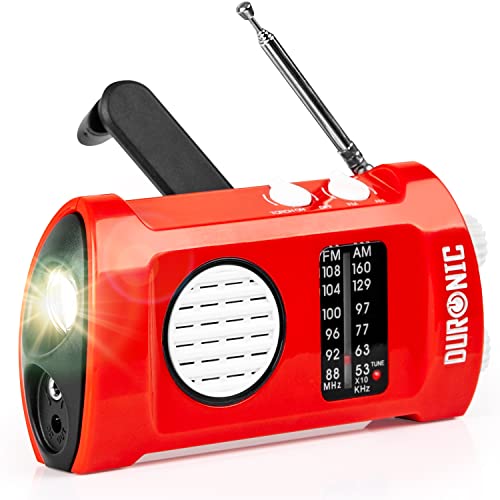Duronic Ecohand Dynamo Radio AM/FM, wiederaufladbar – Kurbelradio - mit integrierter LED Taschenlampe, Handkurbel/Outdoor/Camping/Wandern von Duronic