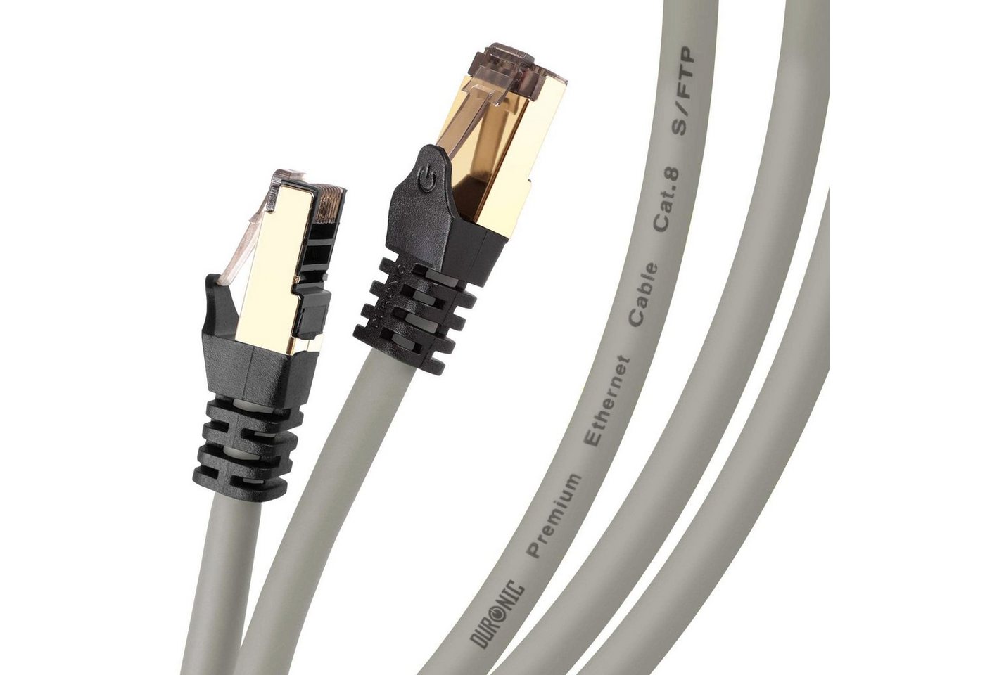 Duronic LAN-Kabel, CAT8 GY 1,5 m Ethernet-Kabel, 40 Gbps Netzwerkabel, RJ45 LAN Kabel von Duronic