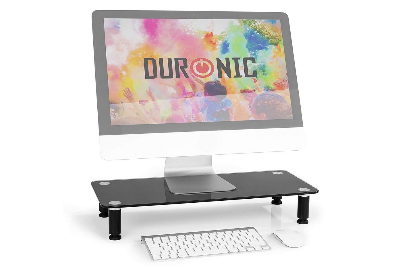 Duronic Monitorständer, (DM052-2 Monitorständer, 56 x 24 cm schwarze Glasplatte, Bis 20 kg, Ergonomischer Bildschirmständer Schreibtisch, Schreibtischaufsatz Monitor und Laptop, Bildschirmerhöhung LCD LED OLED TV) von Duronic