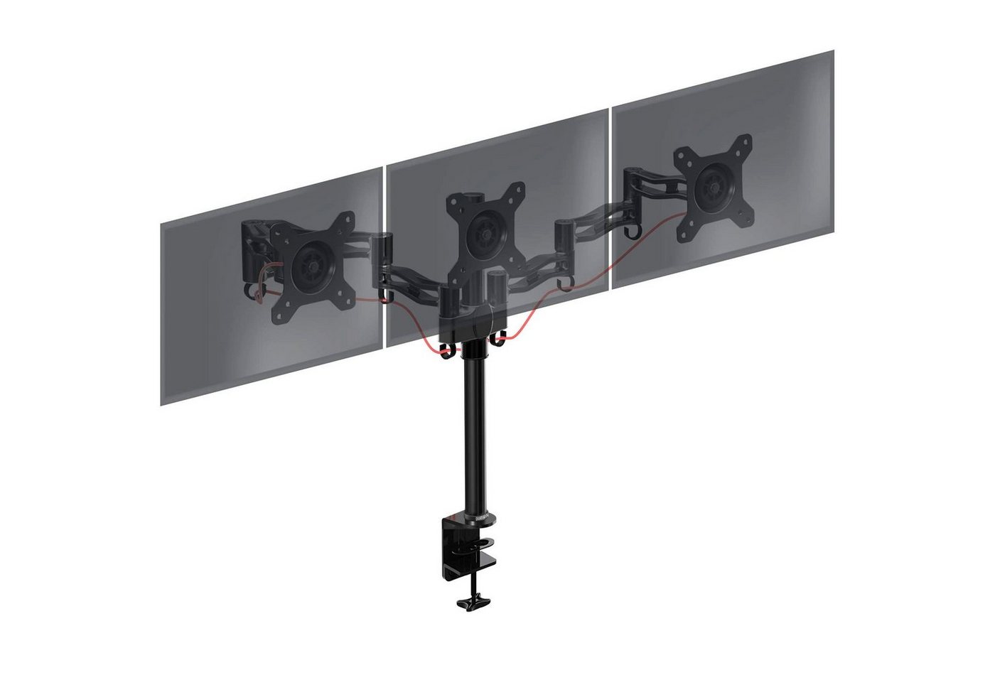 Duronic Monitorständer, (DM353 Monitorarm, Monitor Halterung 3 Bildschirme bis 22 Zoll, LCD LED Display Ständer bis 8 kg, Höhenverstellbar, Neigbar -15° bis +15°, Drehbar 360°, Monitorhalterung 3fach Arm VESA)" von Duronic