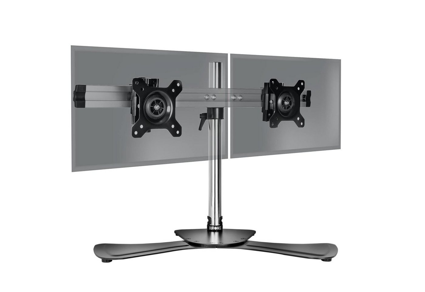 Duronic Monitorständer, (DM752 Monitorhalterung, Stahl-Standfuß für 2 Monitore bis 24 Zoll, Aluminium-Schiene für Bildschirm bis 8 kg, Neigungswinkel 15°, LCD OLED Display um 360° drehbar, Höhenverstellbar) von Duronic