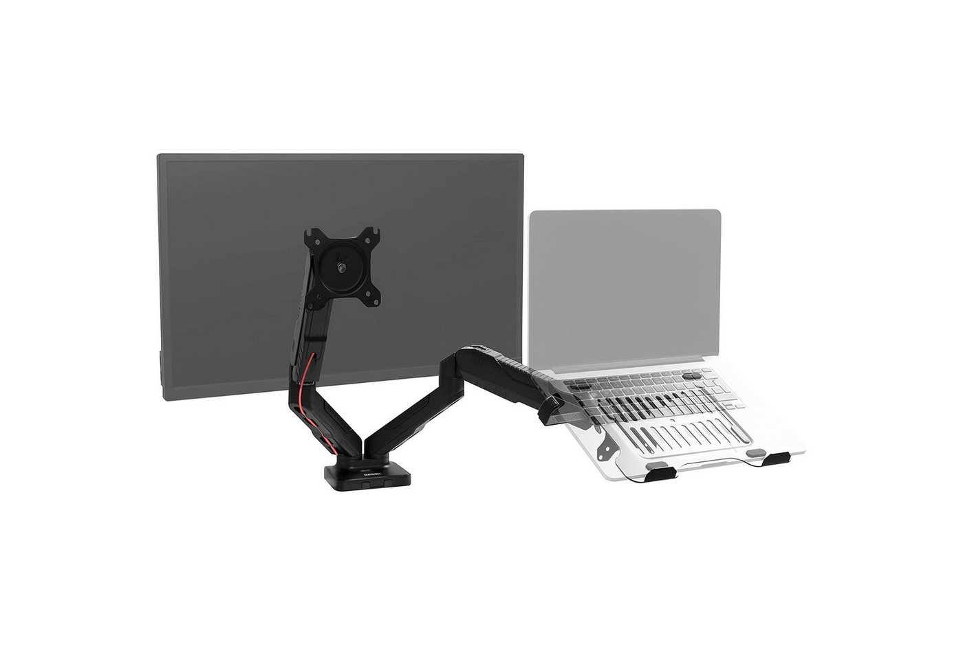 Duronic Monitorständer, (DMDCL1X1 Laptop- und Monitorhalterung, Ideal für Home Office, Monitor bis 27 Zoll, Display und Notebook bis 6,5 kg, Höhenverstellbar mit Gasdruckfeder, Pivot 360°, Bildschirm neigbar) von Duronic