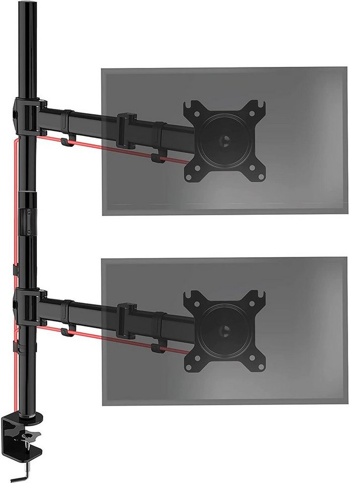 Duronic Monitorständer, (DMT252VX2 Monitorarm, Vertikale Monitor Halterung 2 Bildschirme bis 27 Zoll, 100 cm Stange, LCD LED Display bis 8 kg, Neigbar -90° bis +85°, Drehbar 360°, Monitorhalterung Tischklemme)" von Duronic