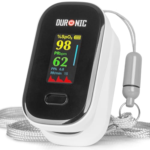 Duronic OX2 Pulsoximeter, Messen von Sauerstoffsättigung (SpO₂) im Blut, Oximeter für Zuhause, Pulsoximeter für schmerzfreie Anwendung am Finger von Duronic