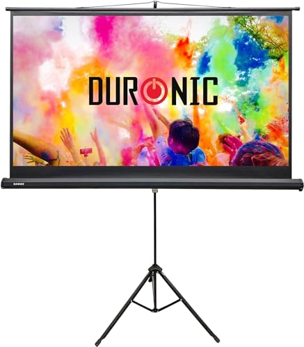 Duronic TPS75 Leinwand | 75" Stativleinwand | Stativ Beamerleinwand mit 166 x 93 cm Fläche im 4:3 Format | Heimkino mit 4K Full HD 3D | Projektorleinwand für Schule und Büro | Präsentationsleinwand von Duronic