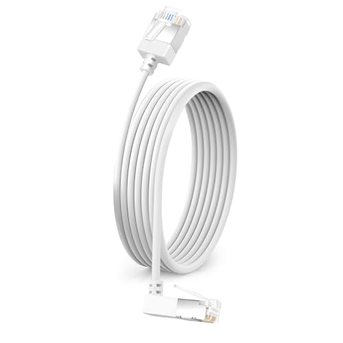 Dutevolns Flexibles Cat 6 Ethernet Kabel 270 °Aufwärtswinkel 3 M, ultradünnes Rj45 Cat 6a LAN Kabel Gigabit rj45 für PC, Router, Ps4/5, (Weiß) von Dutevolns