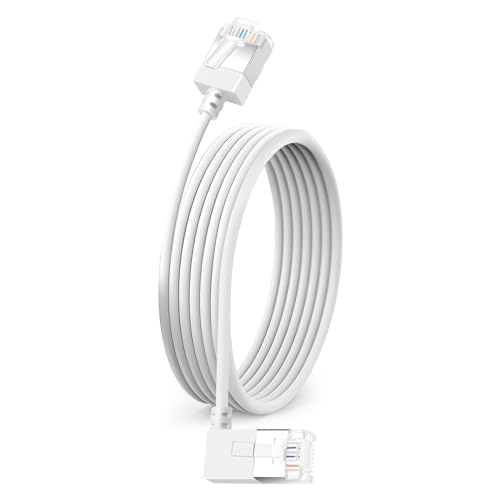 Dutevolns Flexibles Cat 6 Ethernet Kabel 90° rechtwinklig 2 M, ultradünnes Rj45 LAN Kabel Gigabit Anwendbar für Mac, PC, Router, Ps4/5, (Weiß) von Dutevolns