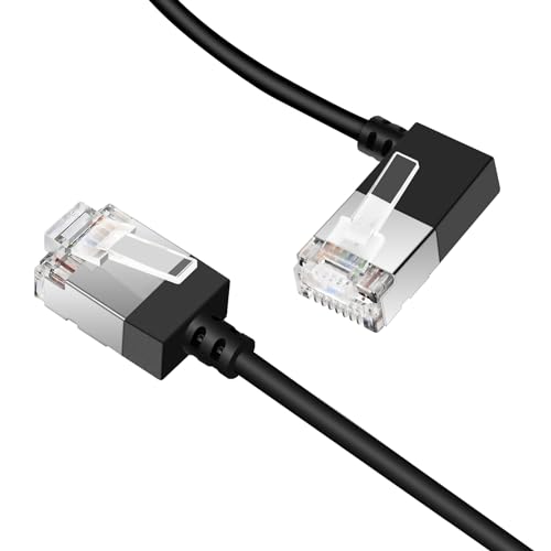 Dutevolns Slim Cat 6 Ethernet Kabel 90° links gewinkelt 1.5 M, ultradünnes Rj45 LAN Kabel Gigabit Anwendbar für Mac, PC, Router, Ps4/5, (Schwarz) von Dutevolns