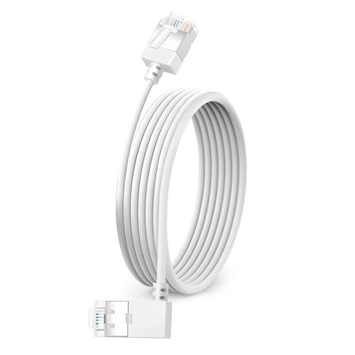 Dutevolns Slim Cat 6 Ethernet Kabel 90° links gewinkelt 5 M, ultradünnes Rj45 LAN Kabel Gigabit Anwendbar für Mac, PC, Router, Ps4/5, (Weiß) von Dutevolns