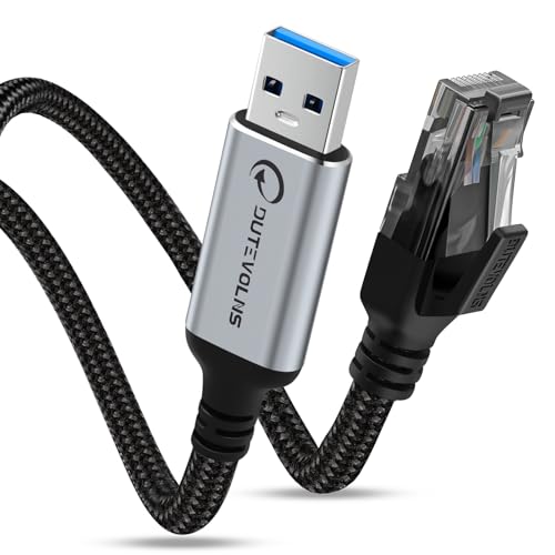 Dutevolns USB A auf Ethernet Kabel 3 M, Typ 3.0 A Stecker auf RJ45 Stecker Nylon Kabel, Gigabit Direkt Verbunden, Kompatibel für Laptop, Desktop PC, Switch, Windows und Mehr von Dutevolns