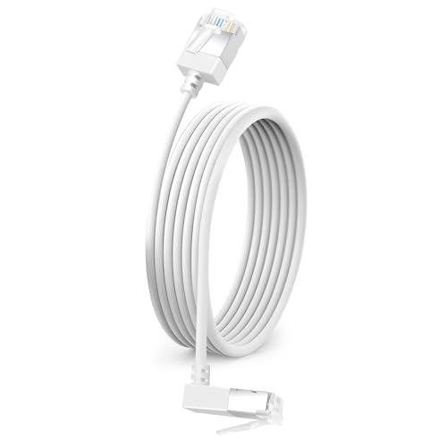 Dutevolns Ultra Thin Cat 6 Ethernet Kabel 90° Abwärtswinkel 8 M, Flexible Rj45 Cat 6a LAN Kabel Gigabit Anwendbar für PC, Router, Ps4/5, (Weiß) von Dutevolns