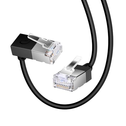 Dutevolns Ultra Thin Cat 6 Ethernet Kabel 90° Abwärtswinkel 8 M, Flexible Slim Rj45 Cat 6a LAN Kabel Gigabit Anwendbar für PC, Router, Ps4/5, (Schwarz) von Dutevolns