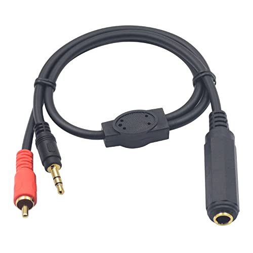 Duttek 1/4 inch 6.35mm Female to 1/8inch 3.5mm and RCA Male TRS Stereo Audio Cable, jack adapter 3.5 mm to 6.35 mm Audiokabel, 6.35 mm to RCA Audiokabel for Speaker, Guitar or AV Receiver 0,5m von Duttek