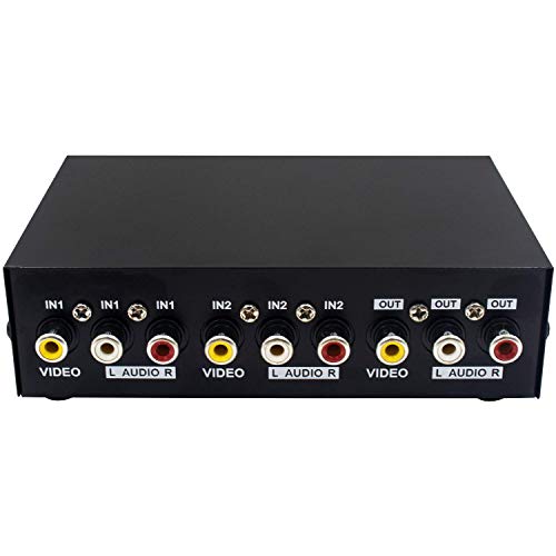 Duttek 2 Port Cinch Umschalter Audio umschalter av Switch 2 In 1 Out Composite Video L/R Audio Auswahlbox für DVD STB Spielkonsolen von Duttek