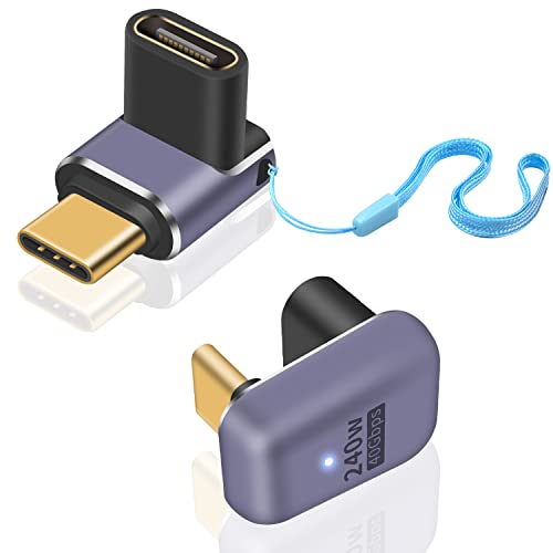 Duttek 240W USB C Winkeladapter, 90 Grad USB C Adapter 40Gbp, USB C 180 Grad Adapter, 8K Video USB C Verlängerung Unterstützung USB 4 Kabel für Thunderbolt 4/3, Tablet und mehr Typ C Geräte 2er Pack von Duttek