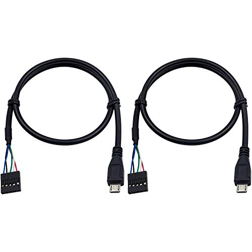 Duttek 5 polige Motherboard Header Buchse auf Micro USB Stecker Adapter, Dupont Verlängerungskabel (5 polig/Micro USB) 50 cm 2 Stück von Duttek