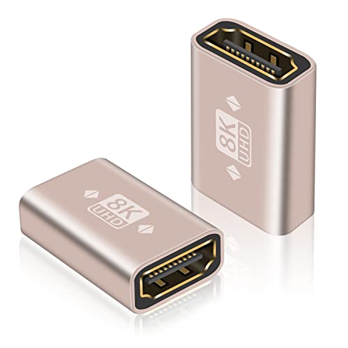 Duttek 8K HDMI Buchse auf Buchse, HDMI 2.1 auf HDMI Anschluss, vergoldeter HDMI 2.1 Kupplungen unterstützt 8K@60Hz UHD, 3D, HDR, ARC für Laptop, PC, Monitor, Projektor(2 Stück) von Duttek