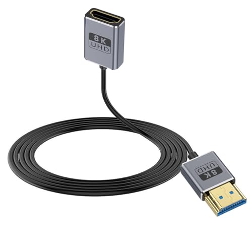 Duttek 8K Koaxial-HDMI-Verlängerungskabel, ultradünnes HDMI-Stecker auf Buchse, Ultra-High-Speed-HDMI-Kabel, 48 Gbit/s, HDMI 2.1-Kabel OD2,5 mm, unterstützt 8K @ 60Hz, 4K @ 240Hz, für GH5S, PS5, PC 91 von Duttek