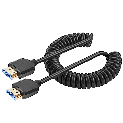 Duttek 8K HDMI Spiralkabel 1,8M, 8K HDMI to HDMI Kabel, Ultra dünnes HDMI 2.1 Steckerkabel Unterstützung 48Gbps, 8K@60Hz, Dynamisches HDR Kompatibel für PS5/PS4/X-Box/Roku TV/HDTV/Blu-ray von Duttek