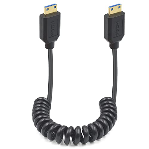Duttek 8K Mini HDMI auf Mini HDMI Spiral kabel, 48Gbps Mini HDMI 2.1 Kabel, 8K Mini HDMI Stecker auf Stecker Spiralkabel, für TV-Box oder Disk Player 1,2M von Duttek