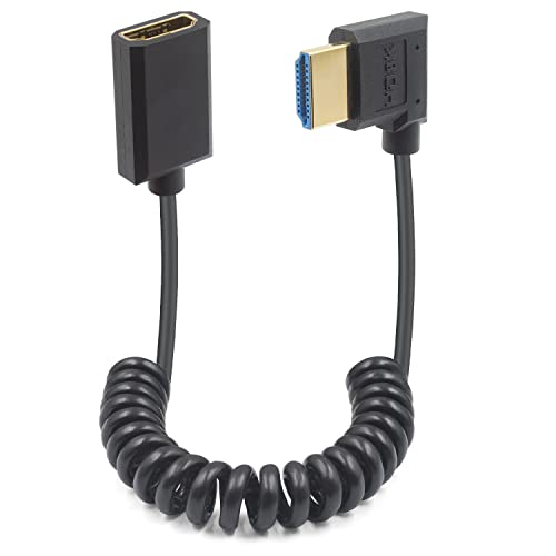 Duttek 8K Right Anglet Mini HDMI to HDMI Extension Cable 1.2m, 48Gbps Ultradünnes Mini HDMI Stecker zu Buchse Kabel unterstützt 8K@60Hz,4K@120Hz für Camera, Camcorder, Laptop,Tablet, HDTV,Projector von Duttek