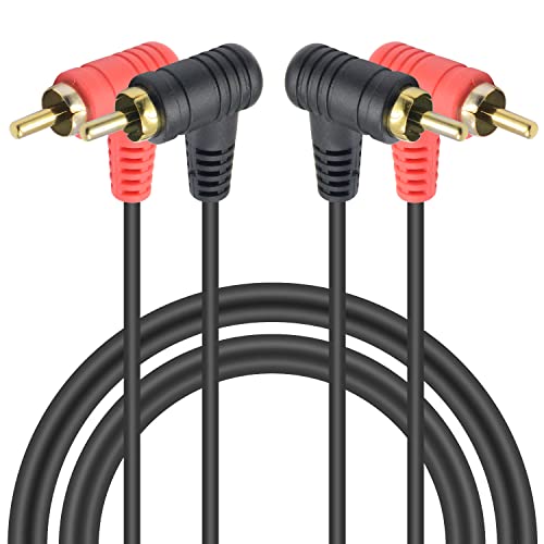 Duttek 90 Grad 2RCA Kabel 1 m, 2 RCA Stecker auf 2 RCA Audio Stereo Subwoofer Kabel Audio Kabel für Audio, Lautsprecher, Heimkino, Surround Sound, HDTV, TV, Studio, Soundbar von Duttek