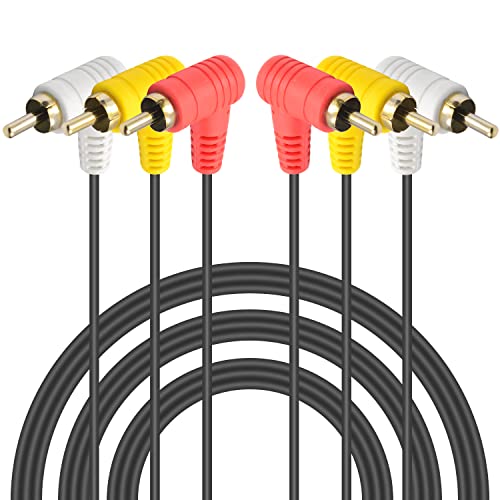 Duttek 90 Grad Right Angle RCA Audio/Video Cable,3 Male to 3 Male RCA Splitter Composite Video Audio A/V AV Kabel Geeignet für 3RCA Anschluss zwischen der Audio oder Videosignalübertragung (1,5M) von Duttek