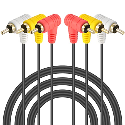 Duttek 90 Grad Right Angle Cinch Audio/Video kabel,3 Stecker auf 3 Stecker Cinch Splitter,für 3 RCA Anschlüsse zwischen dem Audiosignal oder der Videosignalübertragung (1,5 m) von Duttek