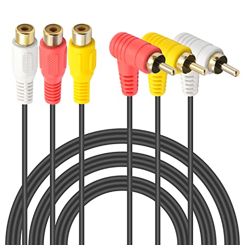 Duttek 90 Grad Right angle Cinch kabel,3 Buchsen auf 3 Stecker,Cinch Splitter,3 RCA Kabel geeignet für Cinch Anschlüsse zwischen dem Audiosignal oder der Videosignalübertragung (1,5 m) von Duttek