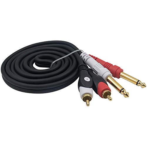 Duttek Audio Kabel, 6.35mm to RCA Kabel, 2 * 6,35mm 1/4 Zoll TRS Stereo Jack Stecker auf 2 RCA Stecker Chinch Audio Kabel Splitter Adapter (635MTRS-M2RCA) 1,5 M von Duttek