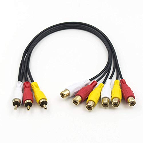 Duttek Cinch Splitter kabel, 3 Cinch Stecker auf 6 Cinch Buchsen, Cinch Y Splitter, Verlängerungs kabel, Audio/Video AV Adapter kabel, 30 cm (3 RCA M auf 6 RCA F) von Duttek