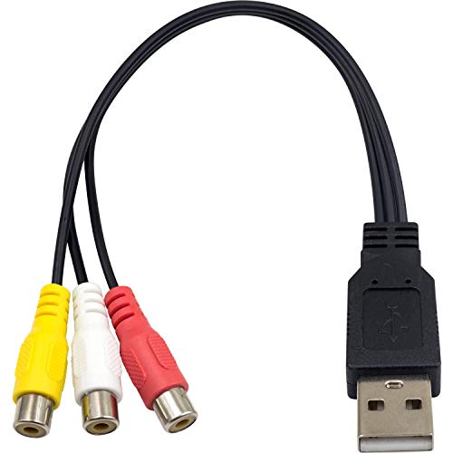 Duttek Cinch auf USB Kabel, USB auf Cinch Kabel, USB A 2.0 Stecker auf 3 Cinch Buchsen, Video Audio Capture Karten Adapterkabel für PC, Mac, AV, HDD und DVR, 25 cm von Duttek