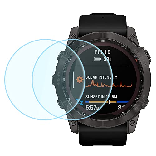 Duttek Displayschutzfolie aus gehärtetem Glas für Garmin Fenix 7X Smartwatch 2.5D ultradünn 9H Härte kratzfest gehärtetes Glas Displayschutzfolie (2 Stück) von Duttek