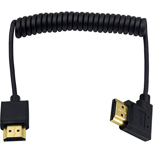 Duttek HDMI auf HDMI Spiral kabel, extrem dünn, HDMI Stecker auf Stecker, Spiralkabel für 3D und 4K Ultra HD TV Stick, HDMI 2.0 Kabel Verlängerungskonverter (HDMI Extender) (rechtwinkliger 1,2 m) von Duttek