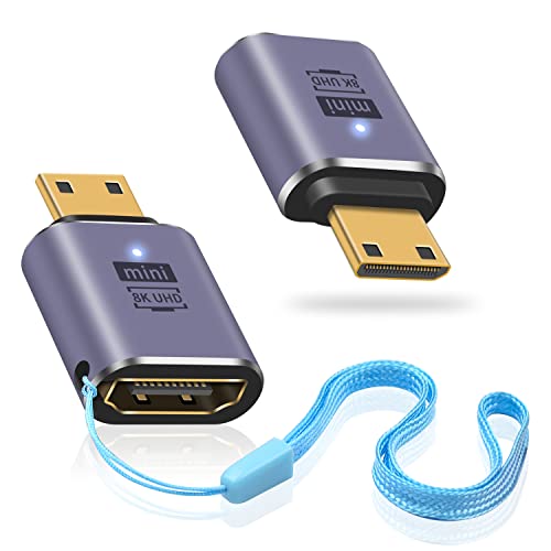 Duttek HDMI2.1 to Mini HDMI Adapter (2 Stück), 8K Mini HDMI Stecker auf Standard HDMI Buchse, unterstützt 8K@60Hz, 48Gbps für Raspberry Pi Zero, Camera, HDTV, Projektor, Laptop und Tablet von Duttek