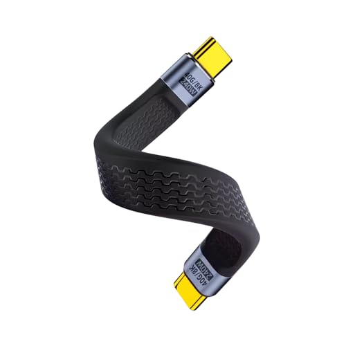 Duttek Kurzes USB-C-Kabel, 240 W, kurzes USB-C-Stecker auf Stecker, 40 Gbit/s USB C auf USB-C-Kabel, kurzes flaches USB-C-Kabel, unterstützt 8K @ 60 Hz für Thunderbolt 4, MacBook, Powerbank (13 cm) von Duttek