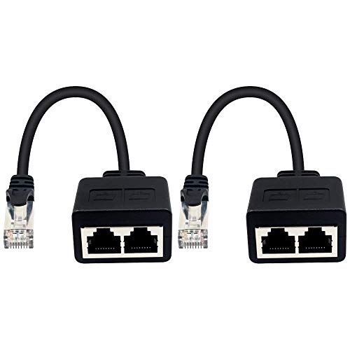 Duttek LAN Splitter, RJ45 LAN verteiler 1 auf 2, 1 männlich zu 2 weiblich Adapter für Ethernet CAT 5/CAT 6 LAN Ethernet Kabel Extender Netzwerk Adapter Stecker (1 Paar) von Duttek