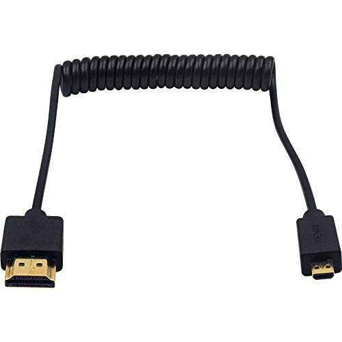 Duttek Micro HDMI auf HDMI Kabel, HDMI auf Micro HDMI Spiral kabel, extrem dünnes Micro HDMI Kabel zu HDMI Kabel für 1080P, 4K, UltraHD, 3D, Ethernet und Audio Rückkanal (1,2m/4ft) von Duttek