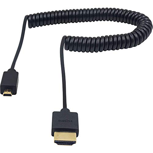 Duttek Micro HDMI auf HDMI Kabel, HDMI auf Micro HDMI Spiralkabel, extrem dünnes Micro HDMI Kabel zu HDMI Kabel für 1080P, 4K, UltraHD, 3D, Ethernet und Audio Rückkanal (2,5 M / 8,2 Fuß) von Duttek