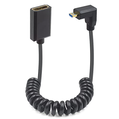 Duttek Micro HDMI auf HDMI Spiralkabel 2.1 Kabel 1,2M, HDMI 2.1 Ultra High Speed 48Gbps, unterstützt 8K@60Hz, 4K@120Hz, geeignet für Notebook/Handy Tablet/Projektor HDMI Anschluss (Down) von Duttek