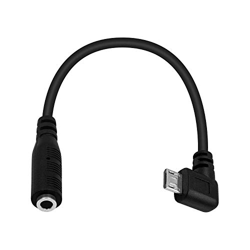 Duttek Micro USB auf 3,5 mm Kabel, rechtwinkliger Micro USB Stecker auf 4 polige 3,5 mm Buchse, Kabel für Active Clip Mikrofon Konvertierung Adapter 15 cm von Duttek