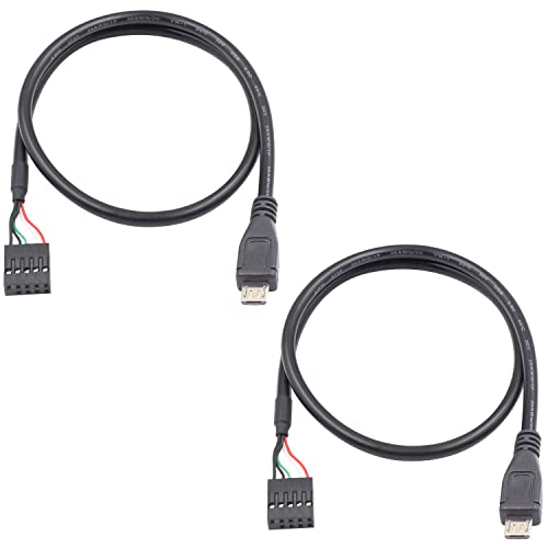 Duttek Micro USB auf USB Header Dupont Kabel 50 cm, 9 poliger usb motherboard buchse auf micro usb stecker, PCB Motherboard, Dupont USB Verlängerungskabel, 2 Stück von Duttek
